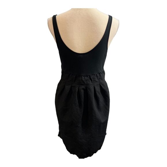 James Perse Standard Black Linen Blend Pleated Dress 4 - Picture 2 of 9